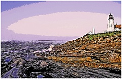 Sunrise Over Pemaquid Point Light in Maine - Digital Painting